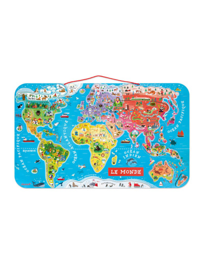 Puzzle carte du Monde Magnétique en bois - J05500 - Janod