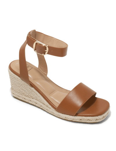 Sandale talon compensee femme cognac