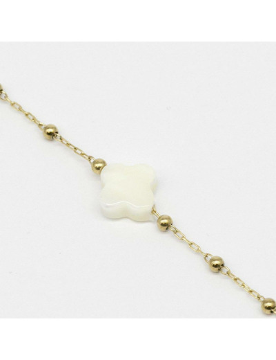 Bracelet ZAG en acier doré et nacre blanche