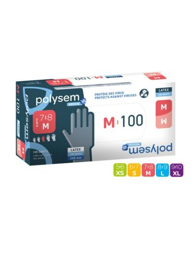 GANT D'EXAMEN LATEX SANS POUDRE 240MM POLYSEM BOITE DE 100