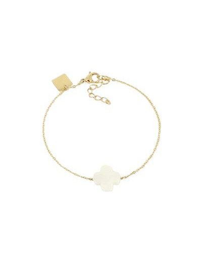 Bracelet ZAG Vega en acier doré et verre blanc