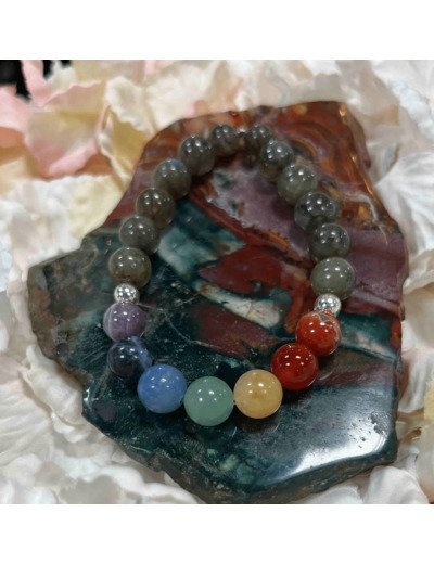 Bracelet pierre naturelle 7 chakras + labradorite