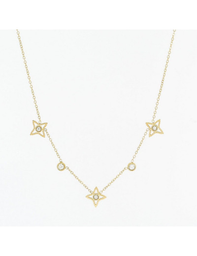Collier ZAG en acier doré et oxydes de zirconium