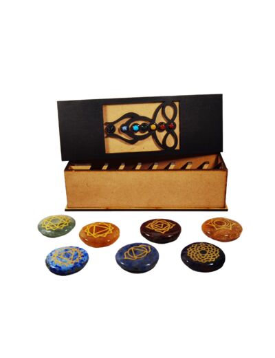 Coffret long Celtic avec pierres 7 chakras