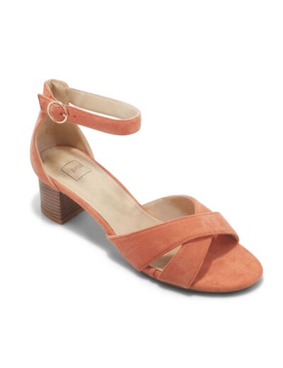 Sandale talon decrochee femme corail