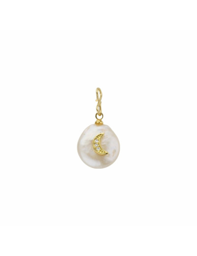 Pendentif Mya Bay Pearl Moon en métal doré