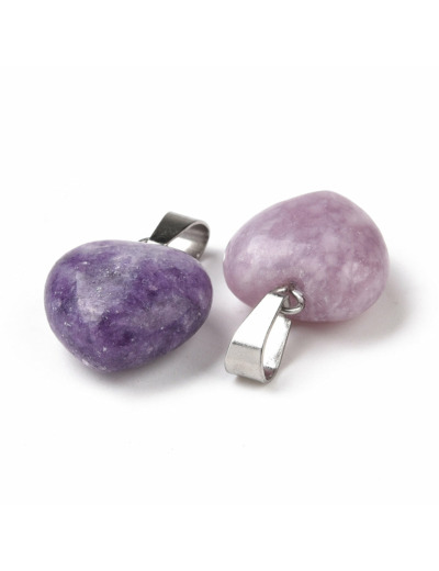 Pendentif cœur lépidolite naturelle