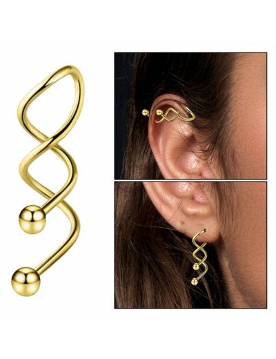 Piercing industriel femme spirale  or, 37~25x6.5mm