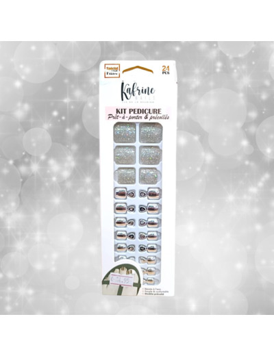 PRESS ON NAILS PEDICURE- SILVER MIRROR EFFECT