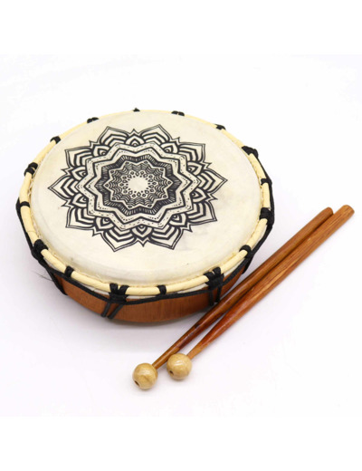 Tambour Chamanique Mandala avec une Baguette - 20cm