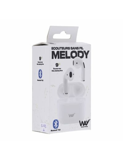 Écouteurs TWS MELODY 2 avec boîtier de charge Blanc