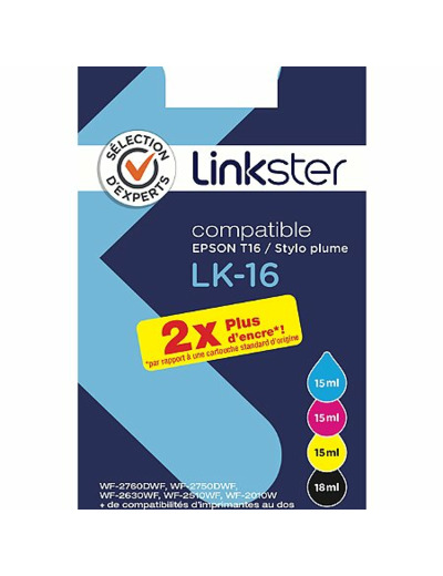 Cartouche d'encre lk-16 xl noir/cyan/magenta/jaune compatible epson t16