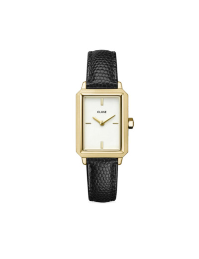 Montre Cluse Fluette Leather Black Lizard, Gold