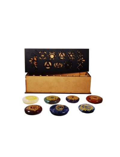 Coffret long avec pierres 7 chakras