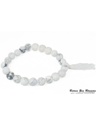 Bracelet pompon howlite