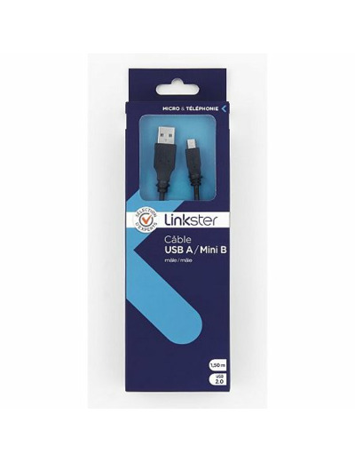 Câble usb a mâle/mini b mâle 2.0 1,50m