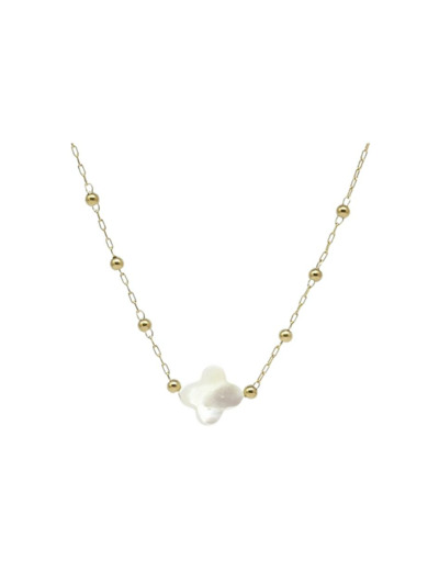 Collier Zag en acier doré et nacre