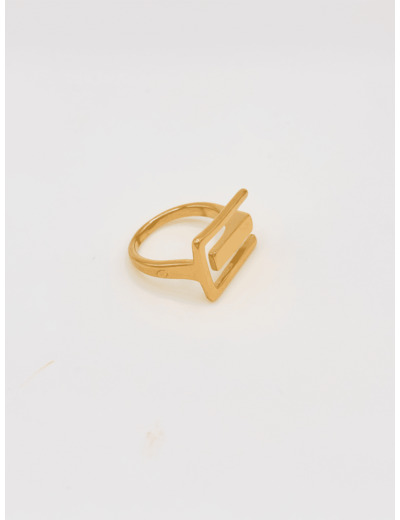 Bague Ajustable Rectangle - Doré