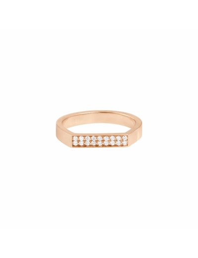 Chevalière Vanrycke Bonnie & Clyde en or rose et 18 diamants
