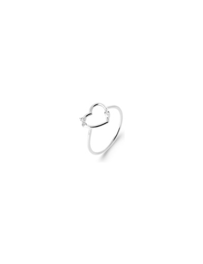 Bague en argent rhodié et oxyde de zirconium