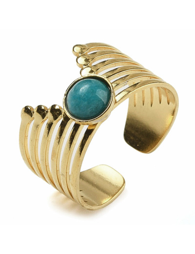 Bague manchette chevron Amazonite