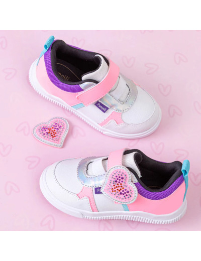 Basket bebe fille blanc rose