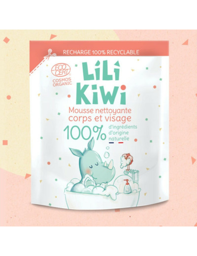 RECHARGE MOUSSE NETTOYANTE ENFANT CORPS&CHEVEUX LILIKIWI 250ML