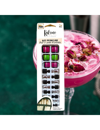 PRESS ON NAILS PEDICURE- PINKY BLACK
