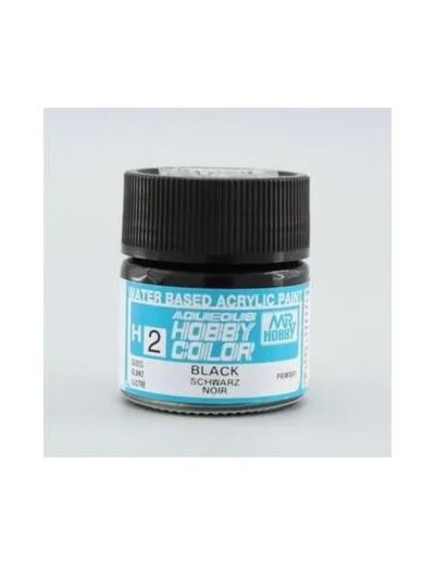 PEINTURE MAQUETTE MR HOBBY H002 NOIR BRILLANT 10ML