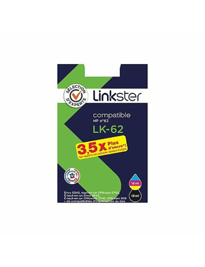 Cartouche d'encre lk-62 pack xl couleurs+noir compatible hp 62