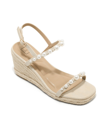 Sandale talon compensee femme or