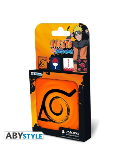 NARUTO SHIPPUDEN - Set 4 Dessous de verre "Emblèmes"