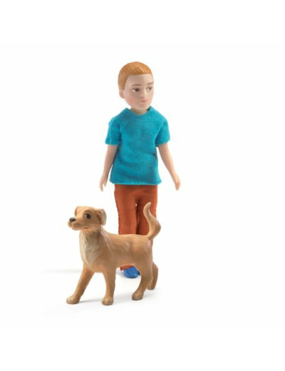 Figurine articulée Xavier et son chien  Petit Home - DJ07807