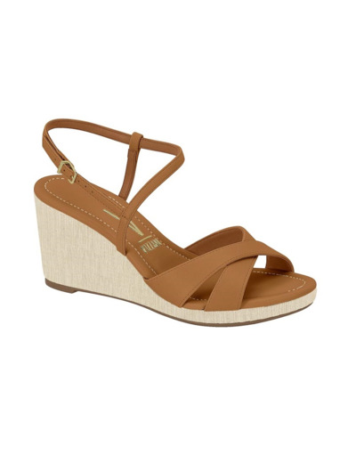 Sandale talon compensee femme camel