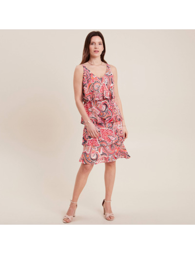 Robe évasée volantée