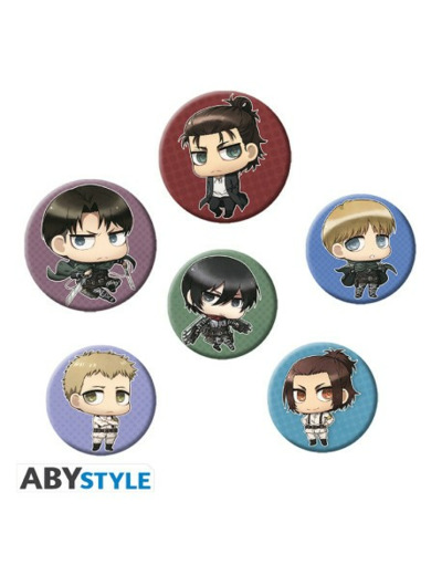 ATTACK ON TITAN - Pack de Badges - Personnages Chibi