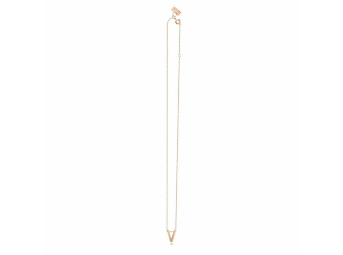 Collier Vanrycke Abécédaire lettre V en or rose et 1 diamant
