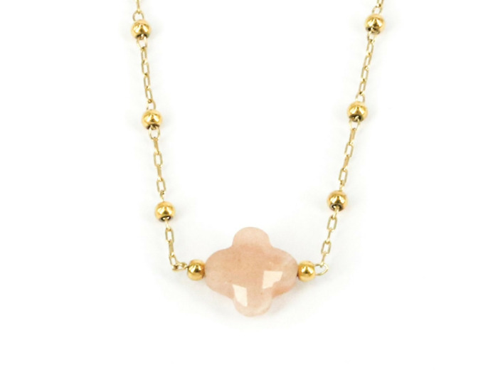 Collier ZAG en acier doré et pierre de soleil