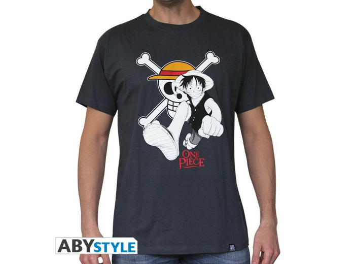 ONE PIECE - Tshirt "Luffy & Emblem" homme MC dark grey