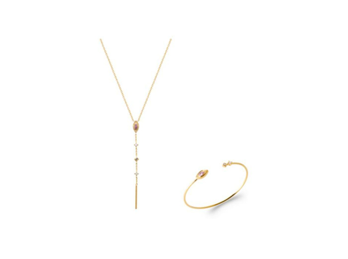 Collier en plaqué or et oxyde de zirconium