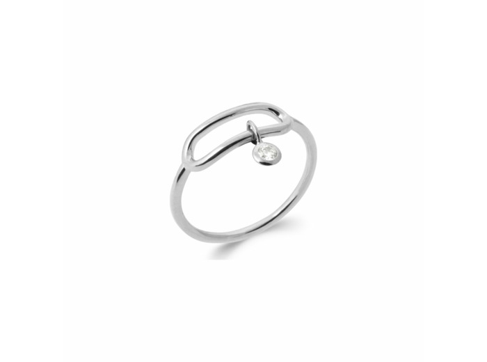 Bague en argent rhodié et oxydes de zirconium