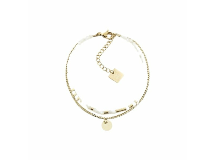 Bracelet Zag en acier doré et nacre