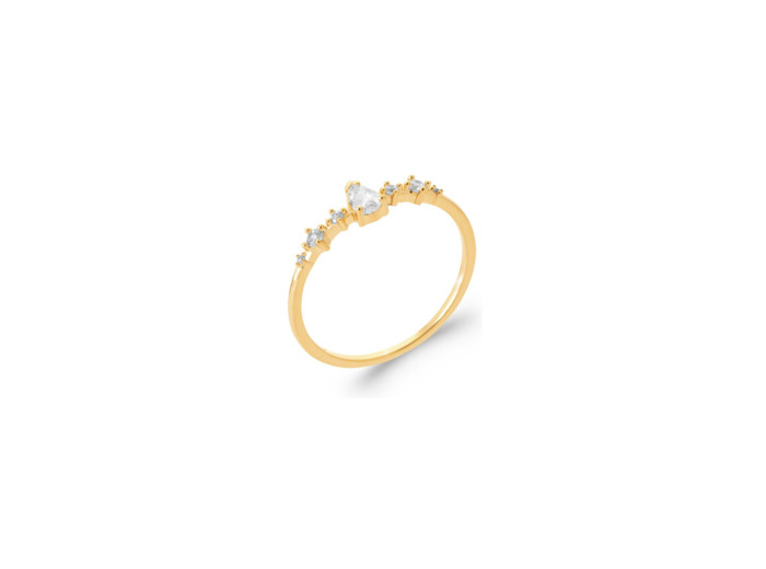 Bague en plaqué or et oxydes de zirconium