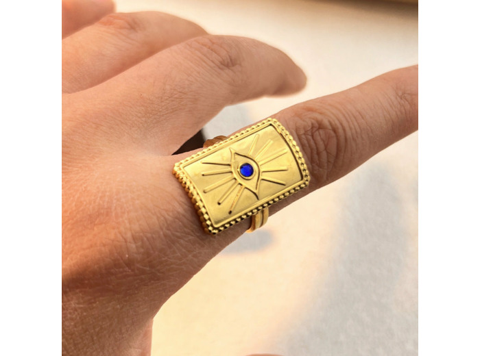 Bague protection mauvais oeil strass