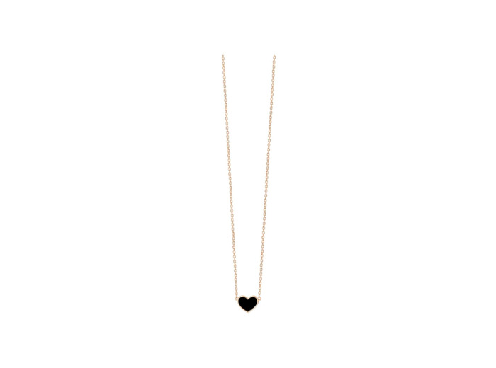 Collier Vanrycke Emoji Cœur en or rose et email