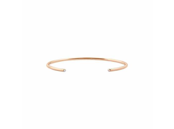 Bracelet jonc Vanrycke Massaï en or rose et 2 diamants, taille 2