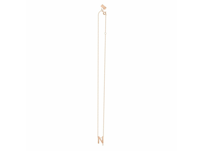 Collier Vanrycke Abécédaire lettre N en or rose et 1 diamant