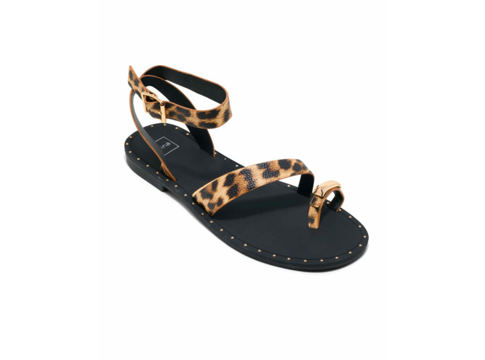 Sandale plate femme leopard