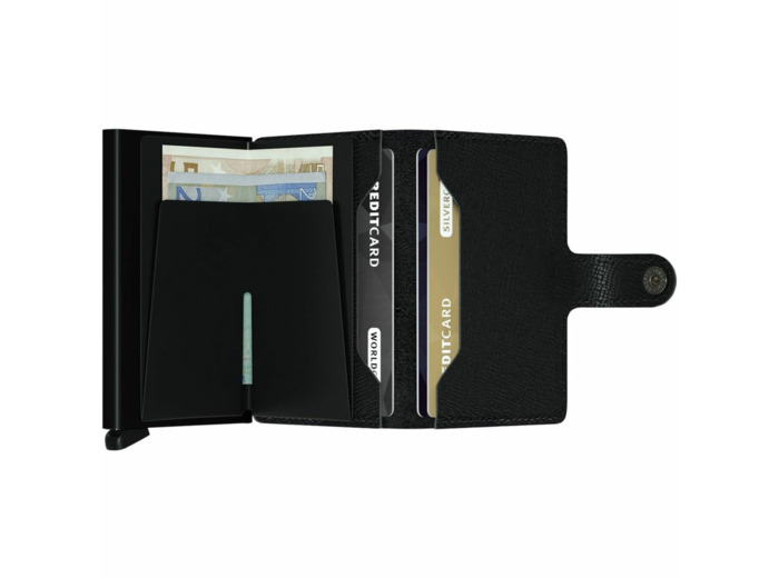Porte-cartes Secrid Miniwallet Crisple en cuir et aluminium noir