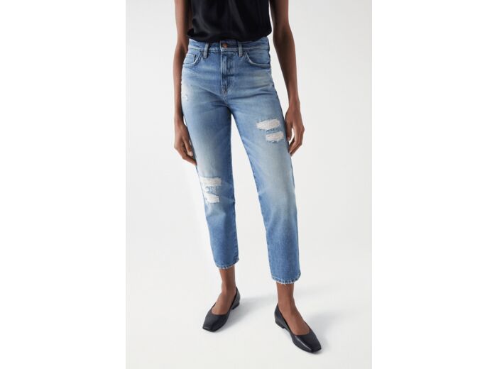 JEAN TRUE CROPPED SLIM AVEC DÉCHIRURES